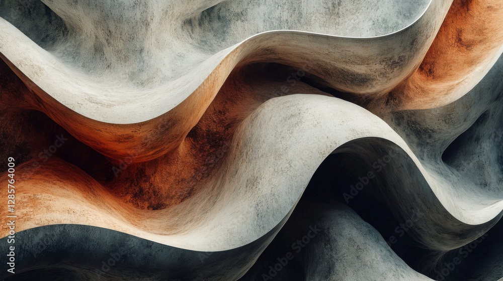 Poster abstract organic forms create a wave like pattern with colors