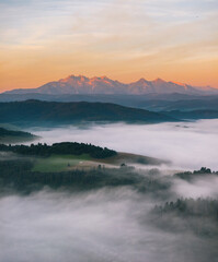 Misty Mountain Landscape at Sunrise