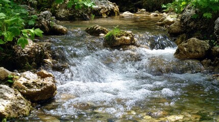Fototapeta premium Mountain Stream Cascading Over Rocks