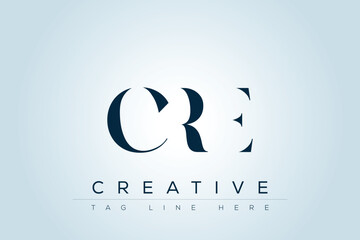 CRE abstract letter logo design. This logo is designed by three abstract letters. 