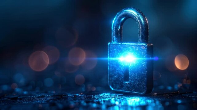 Close-Up View of a Metal Lock on a Dark Background Symbolizing Security and Protection VDO
