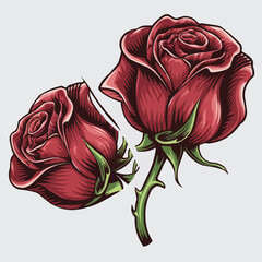 Broken Rose Illustration: A striking illustration captures a red rose, separated into two pieces, revealing intricate details and textures with a classic aesthetic.