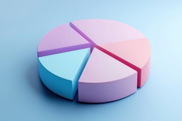 Obraz premium Pastel 3D pie chart on a soft blue background