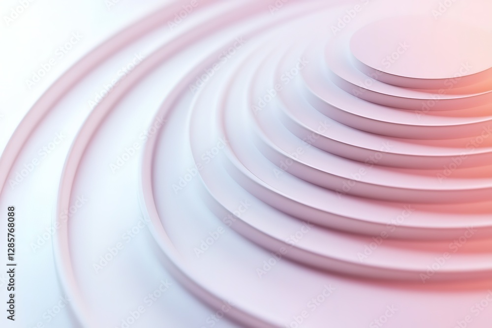 Poster a calming, geometric background with concentric circles in pastel tones, creating a hypnotic flow ef