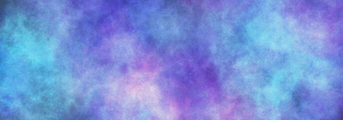 Galaxy banner, colorful vibrant cosmos illustration bright horizontal background