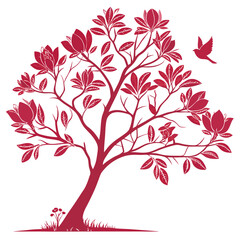 Magnolia tree silhouette vector illustration