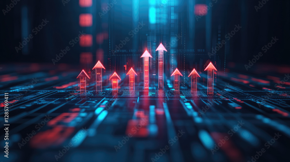 Poster digital growth visualization technology sector infographic design futuristic environment aerial view