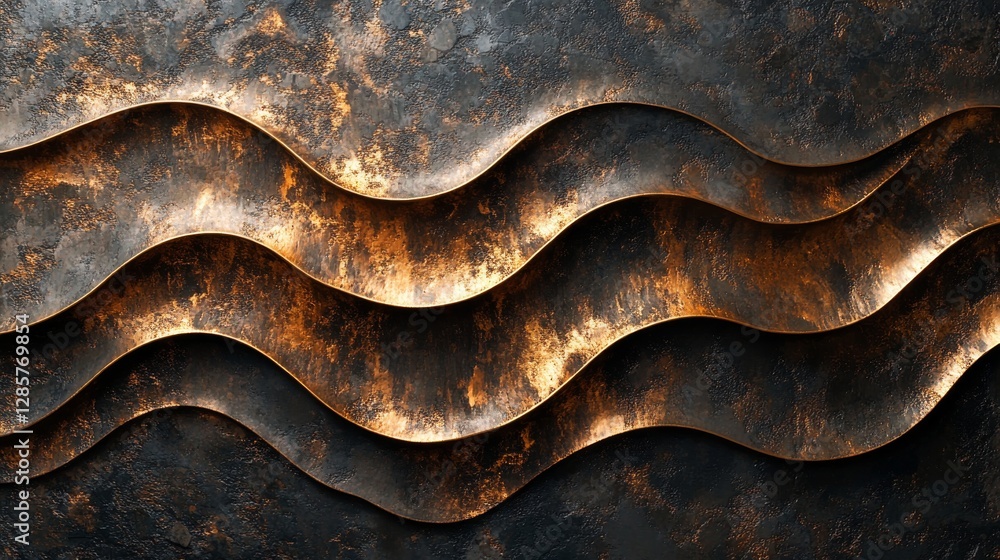 Poster metallic wavy pattern with a rusty texture is presented beautifully