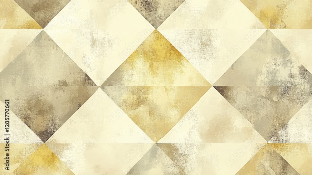 Poster Geometric pattern of overlapping triangles in neutral color tones