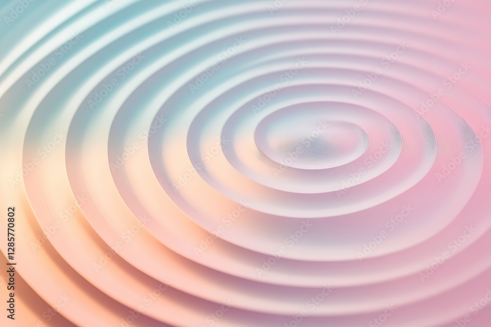 Poster a calming, geometric background with concentric circles in pastel tones, creating a hypnotic flow ef