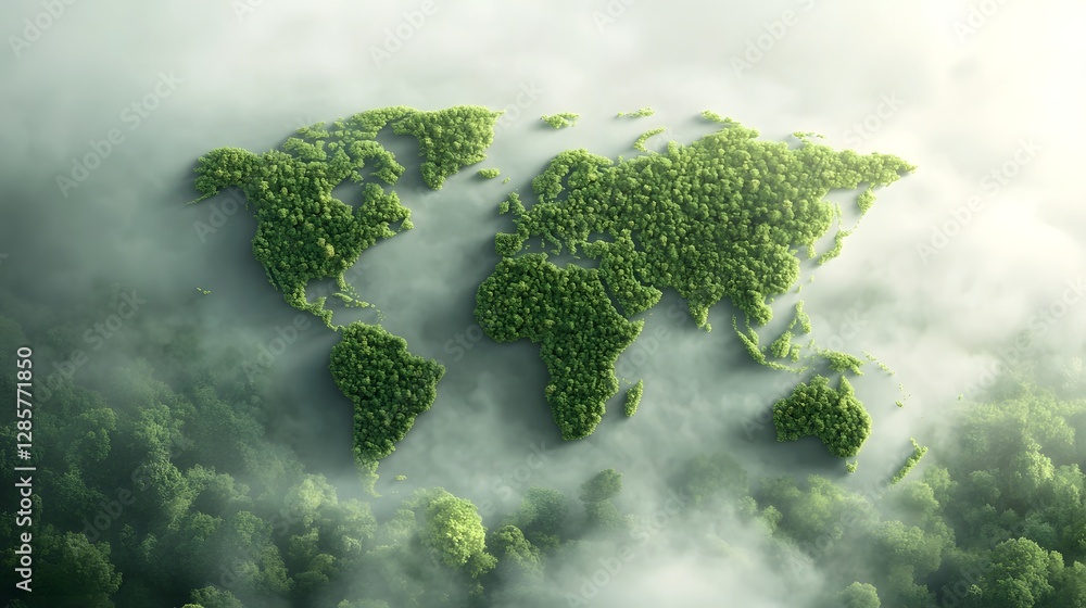 Aufkleber informative infographic showcasing the comprehensive forest coverage across the continents with deta
