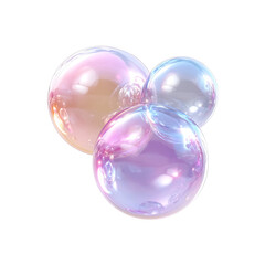Shiny bubbles fluid holographic Iridescent 3d render icon isolated on transparent background 