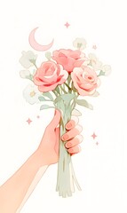 Fototapeta premium watercolor illustration flower background, generation AI 