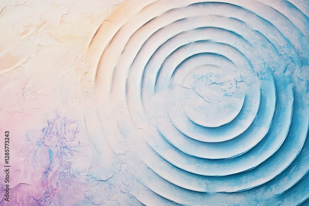 Poster a calming, geometric background with concentric circles in pastel tones, creating a hypnotic flow ef