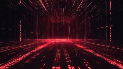 tunnel of red binary code background