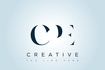 CPE abstract letter logo design. This logo is designed by three abstract letters. 