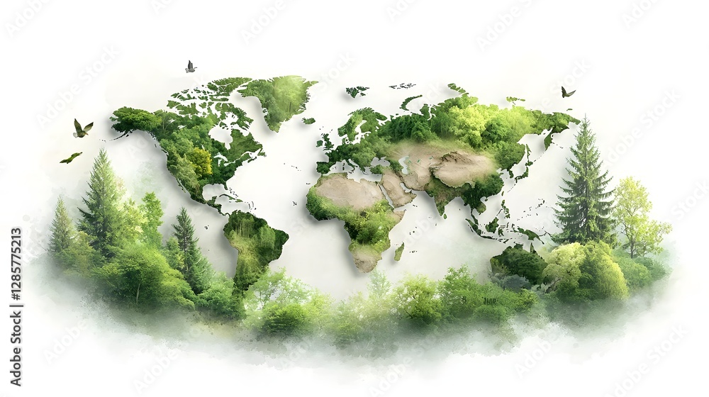 Poster creative and colorful watercolor style world map infographic that visually depicts the global distri