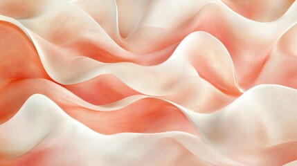 Obraz premium Delicate flowing fabric with peach and white colors creates a wave effect