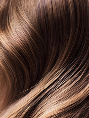 Fototapeta premium Luxurious wavy brunette hair texture close up showcasing shine and healthy appearance : Generative AI