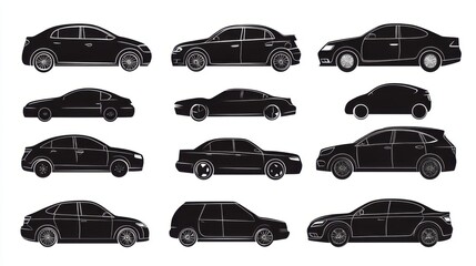 set of cars silhouettes