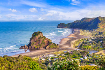 Piha Beach and Lion Rock, Auckland, New Zealand