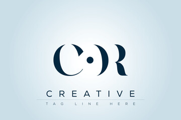 COR abstract letter logo design. This logo is designed by three abstract letters. 