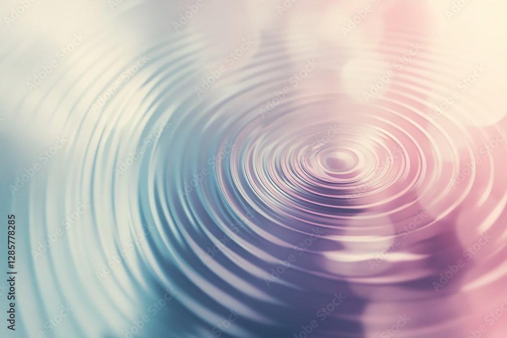 Poster a calming, geometric background with concentric circles in pastel tones, creating a hypnotic flow ef