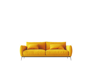 Modern yellow sofa, white isolated background