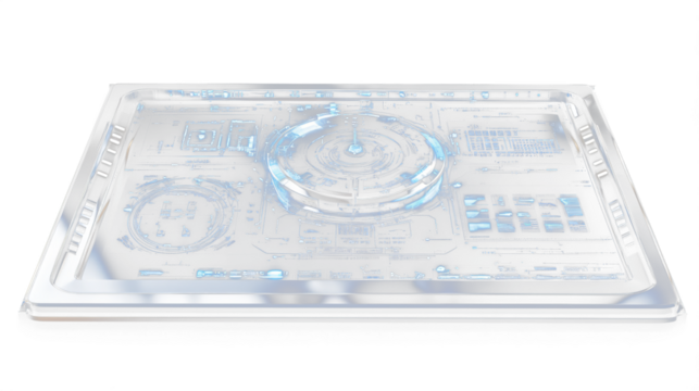 a black and silver plate with a futuristic design on it