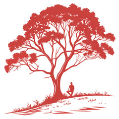 Eucalyptus tree silhouette vector illustration © tanvir