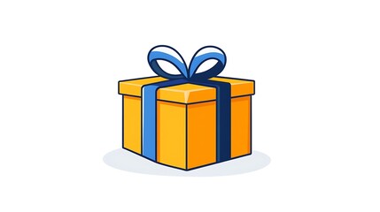 Obraz premium Orange Gift Box with Blue Ribbon: Festive Illustration AI Generated