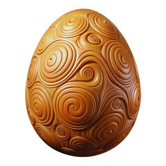 Intricate Swirl Patterned Golden Egg on Black Background 3D Render