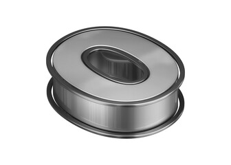 Isometric typography design 3D rendering suitable for poster, web, advertising and modern design projects. Number 0 from top in polished metal.