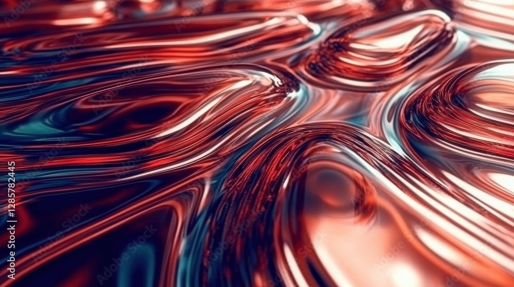 Poster abstract plum liquid macro. an abstract macro of liquid with a red, plum, silver, and white color sc