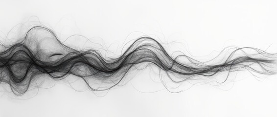 An abstract sketch made with pencil, featuring loose, flowing lines and shapes that suggest movement and fluidity. The monochrome palette adds a raw, artistic feel