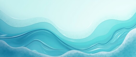 An abstract background with flowing wave-like patterns in shades of deep ocean blue and seafoam green. The design is fluid and dynamic
