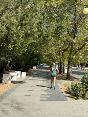 Woman on morning jogging in the park
