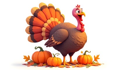 Fototapeta premium Thanksgiving cartoon turkey blessing