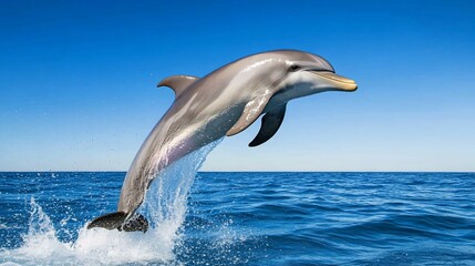 Naklejka premium Dolphin leaping ocean summer