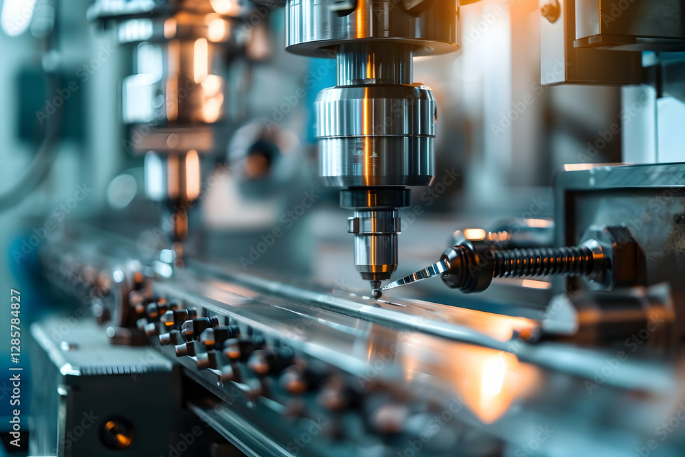 Aufkleber precision machining process in a modern factory, showcasing machinery and tools in action