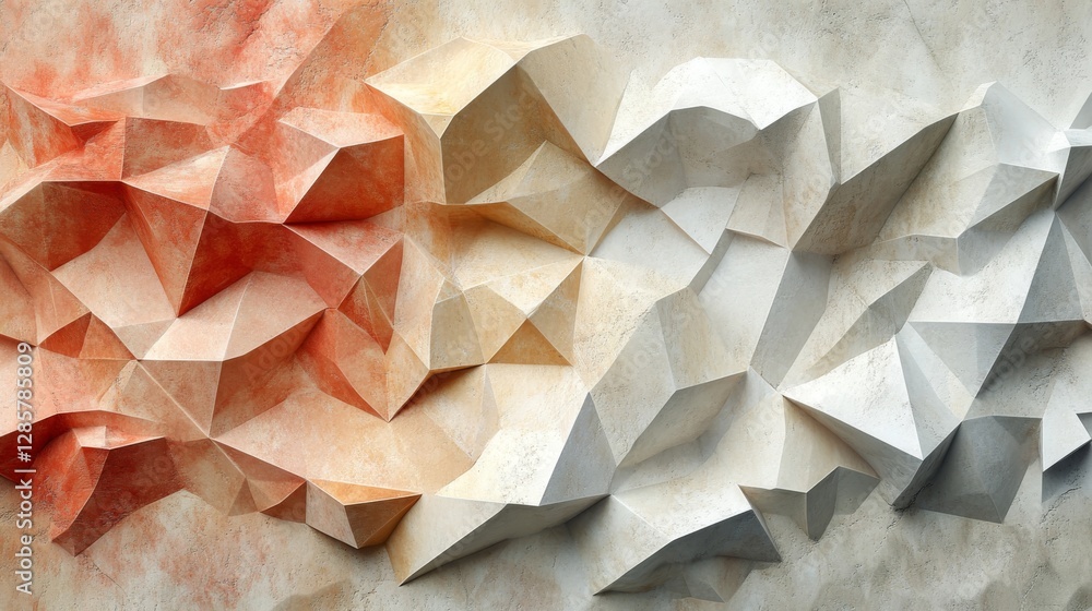 Poster a colorful textured abstract design of polygonal shapes is displayed