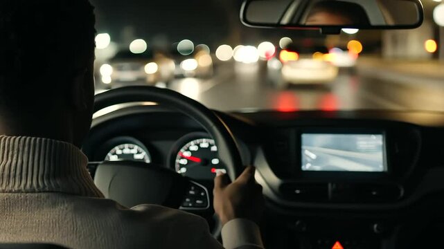 Night driving practice with an instructor and student driver