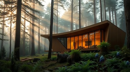 Fototapeta premium Modern house in the forest