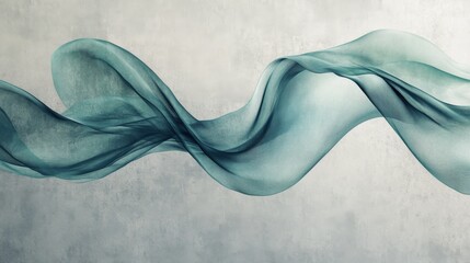 The graceful movement of a flowing sheer teal fabric