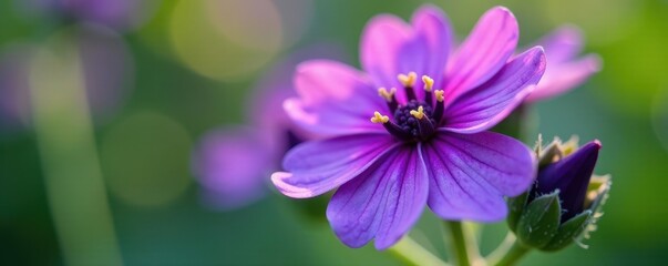 Obraz premium Close-up vibrant purple borage flower, fine details visible , wildflower, sharp, bloom