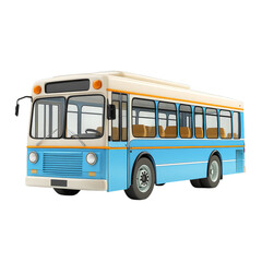 Vintage blue and yellow bus with retro design and windows