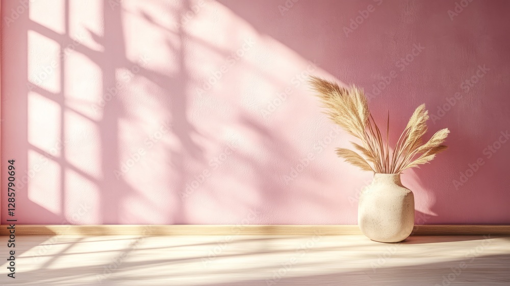 Poster a soft blush pink background with a smooth gradient transition to white, creating a delicate and air
