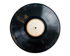 Vintage vinyl record on white isolated background