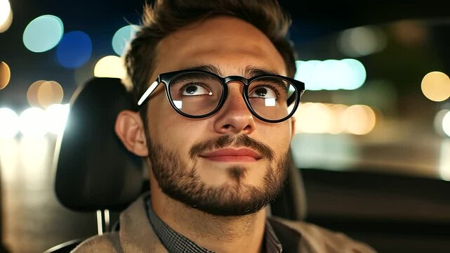 Student Driver Practicing Night Driving with Instructor