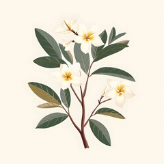 Elegant Frangipani Floral on Minimal White Background